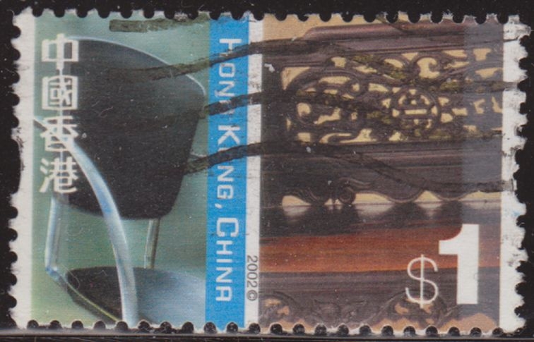 China Hong Kong 2002 Scott 1001 Sello º Pâques Pascua Eastern & Western cultures Chair Chinese Bed 1$ Utilisé usado